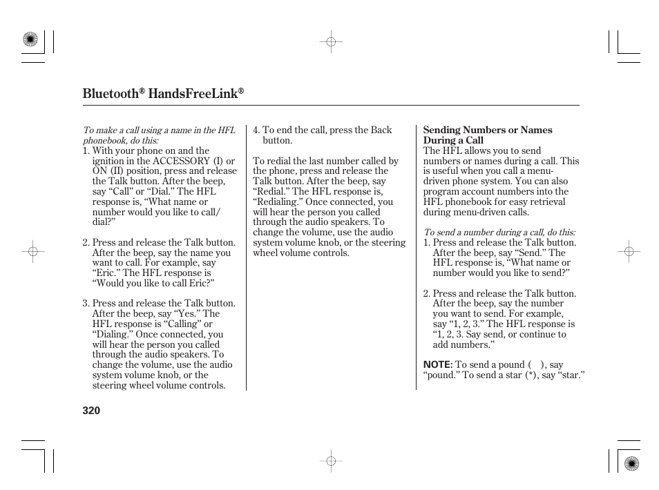 Bluetooth handsfreelink | Acura 2009 TSX User Manual | Page 326 / 526