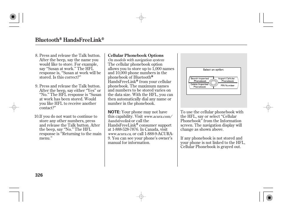 Bluetooth handsfreelink | Acura 2009 TSX User Manual | Page 332 / 526