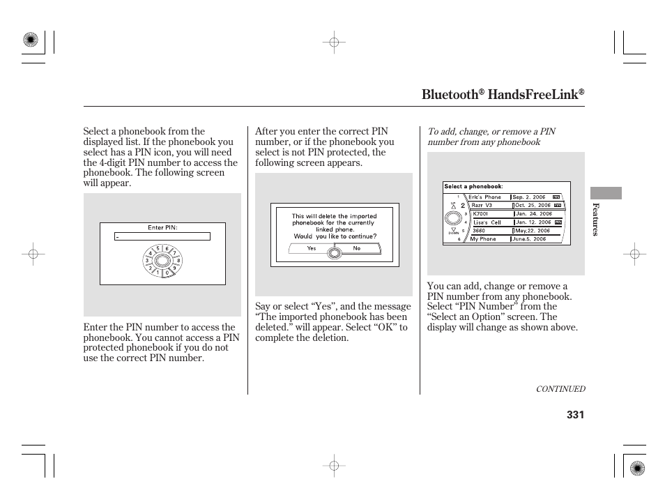 Bluetooth handsfreelink | Acura 2009 TSX User Manual | Page 337 / 526