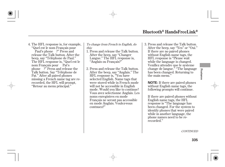 Bluetooth handsfreelink | Acura 2009 TSX User Manual | Page 341 / 526