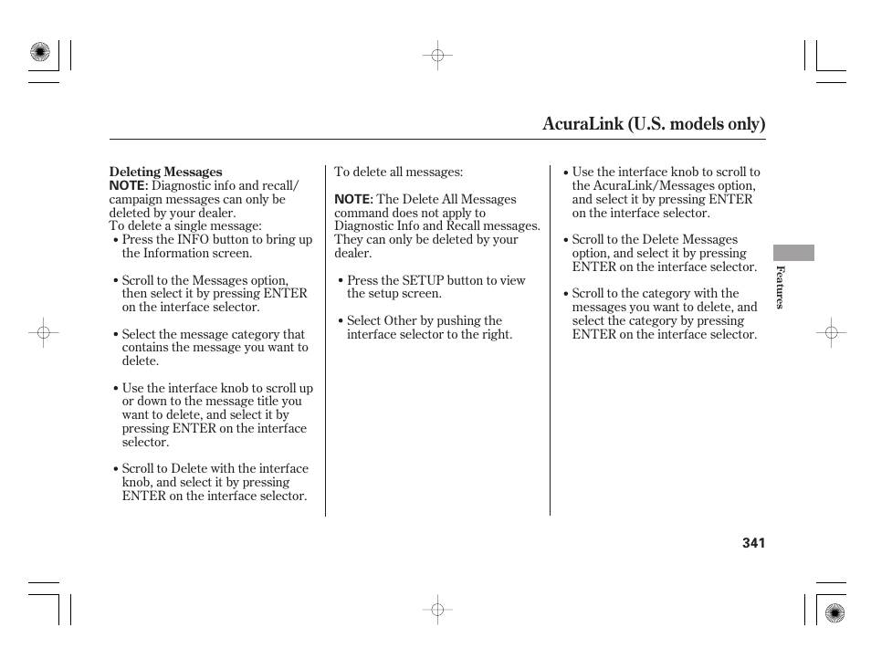 Acuralink (u.s. models only) | Acura 2009 TSX User Manual | Page 347 / 526