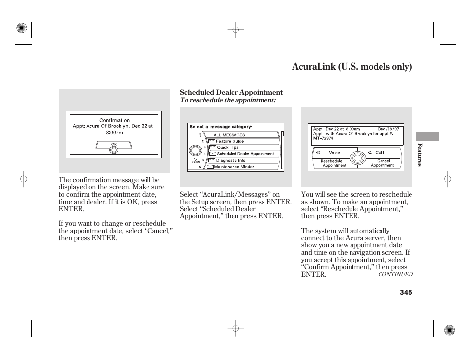 Acuralink (u.s. models only) | Acura 2009 TSX User Manual | Page 351 / 526