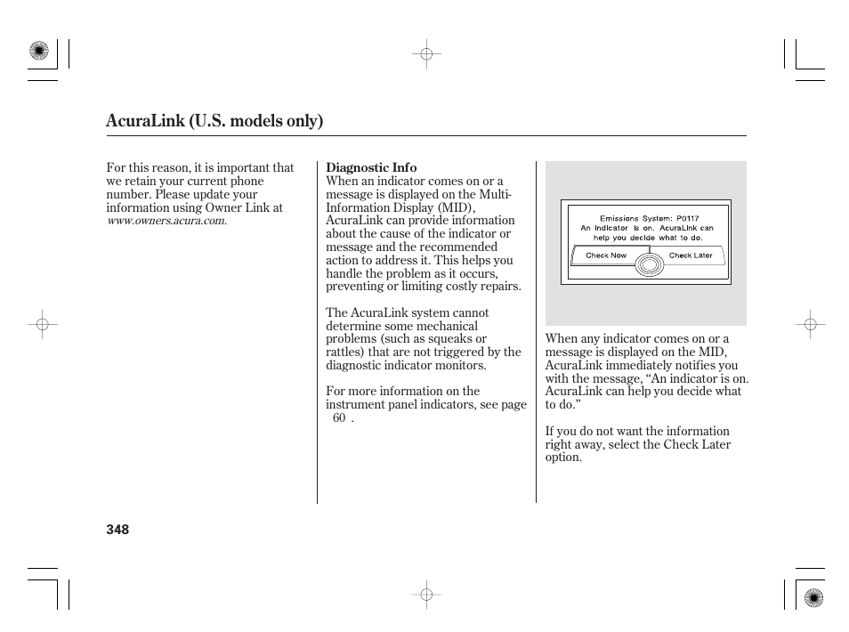 Acuralink (u.s. models only) | Acura 2009 TSX User Manual | Page 354 / 526