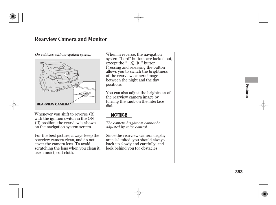Rearview camera and monitor | Acura 2009 TSX User Manual | Page 359 / 526