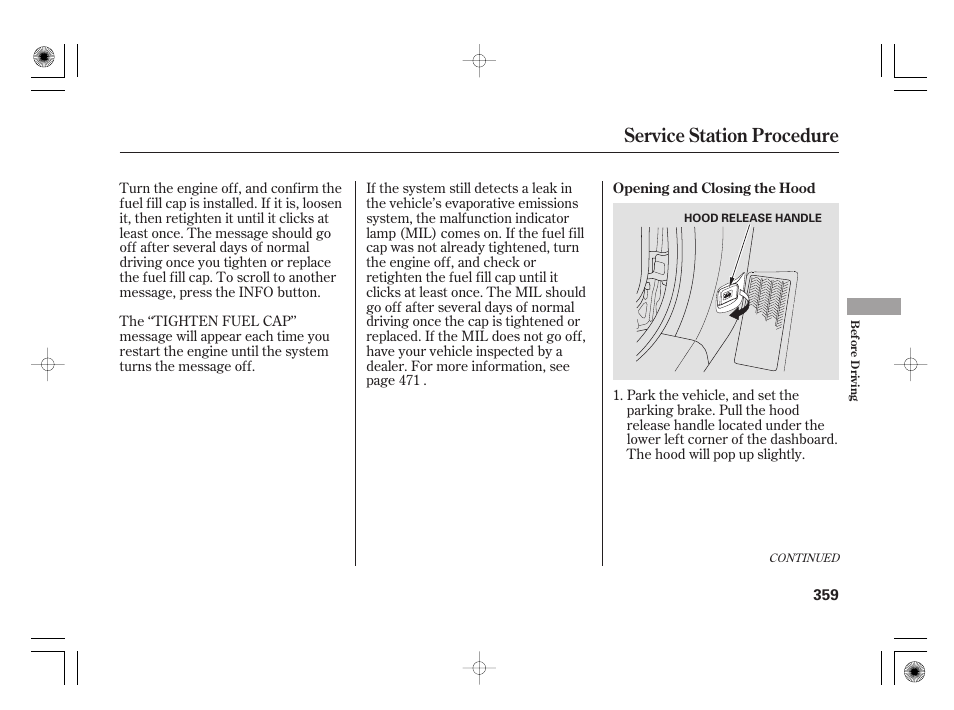 Service station procedure | Acura 2009 TSX User Manual | Page 365 / 526