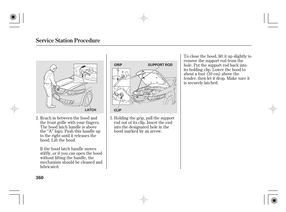 Service station procedure | Acura 2009 TSX User Manual | Page 366 / 526