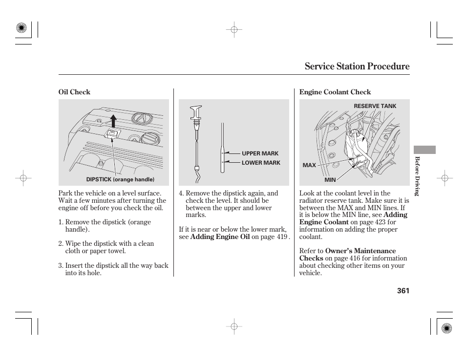 Service station procedure | Acura 2009 TSX User Manual | Page 367 / 526
