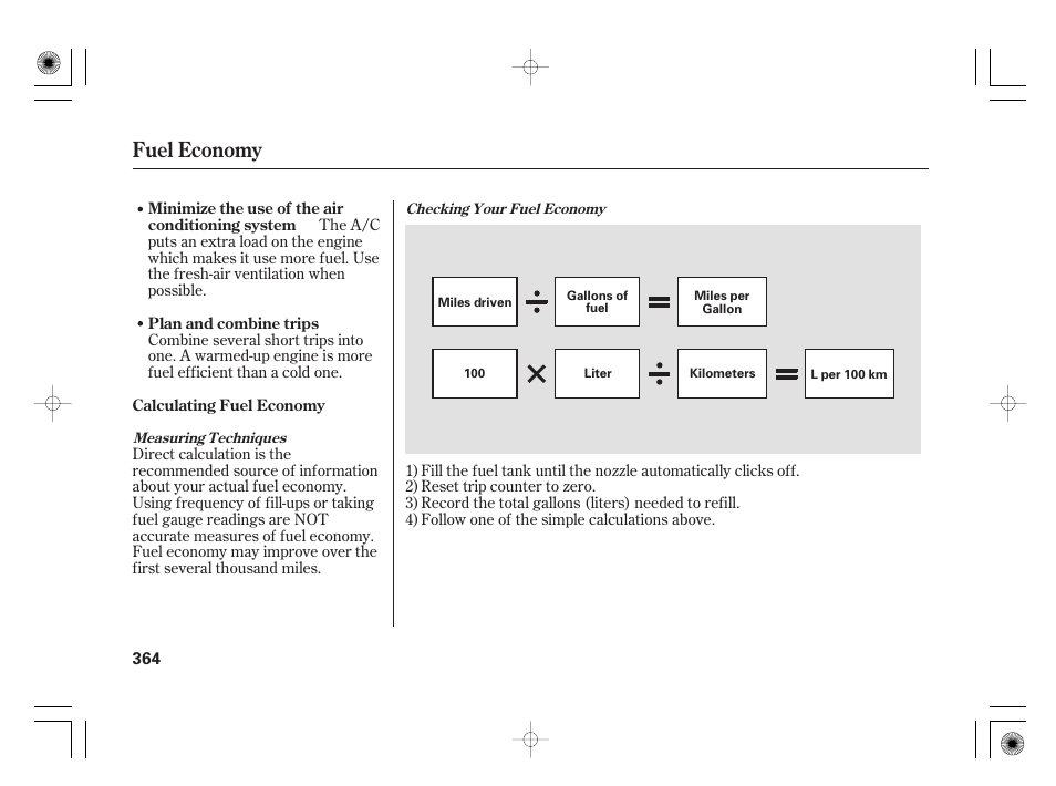 Fuel economy | Acura 2009 TSX User Manual | Page 370 / 526