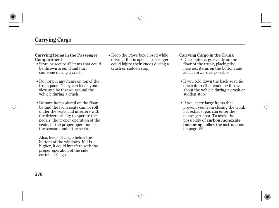 Carrying cargo | Acura 2009 TSX User Manual | Page 376 / 526