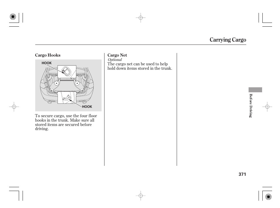 Carrying cargo | Acura 2009 TSX User Manual | Page 377 / 526