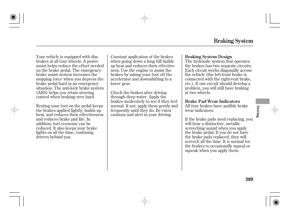 Braking system | Acura 2009 TSX User Manual | Page 395 / 526
