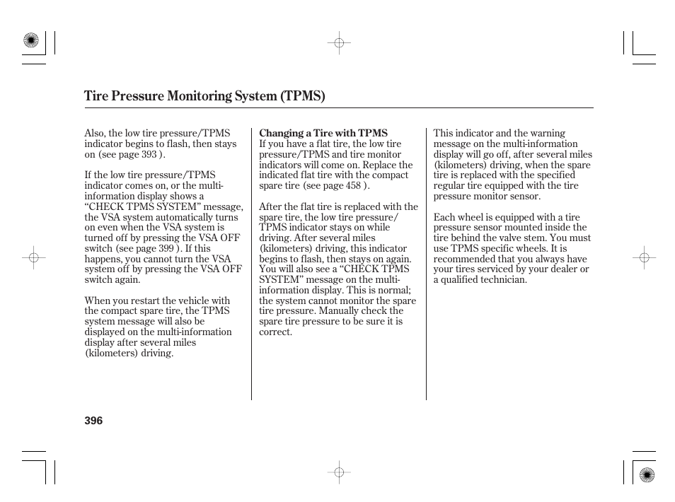 Tire pressure monitoring system (tpms) | Acura 2009 TSX User Manual | Page 402 / 526