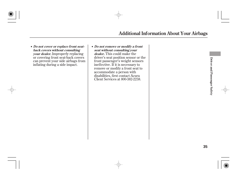 Additional information about your airbags | Acura 2009 TSX User Manual | Page 41 / 526