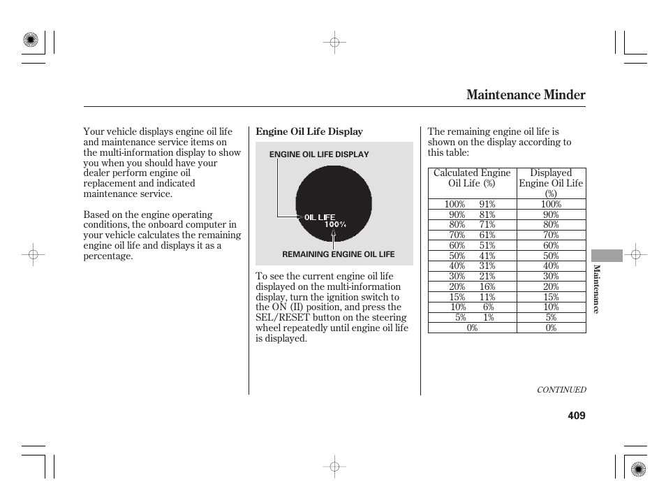 Maintenance minder | Acura 2009 TSX User Manual | Page 415 / 526
