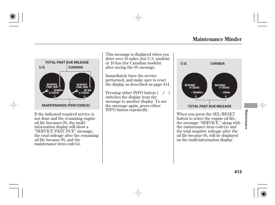 Maintenance minder | Acura 2009 TSX User Manual | Page 419 / 526