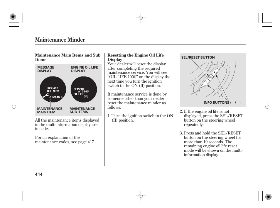 Maintenance minder | Acura 2009 TSX User Manual | Page 420 / 526