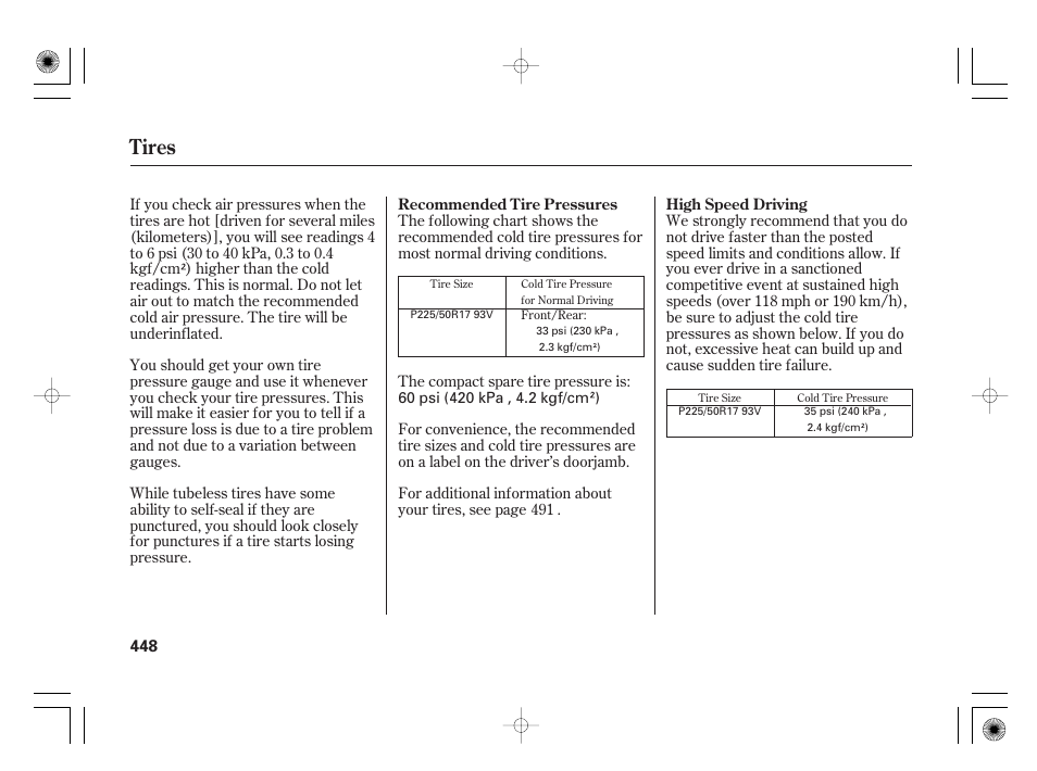 Tires | Acura 2009 TSX User Manual | Page 454 / 526