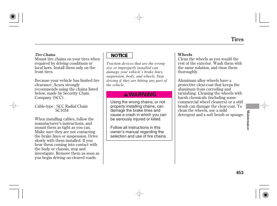 Tires | Acura 2009 TSX User Manual | Page 459 / 526