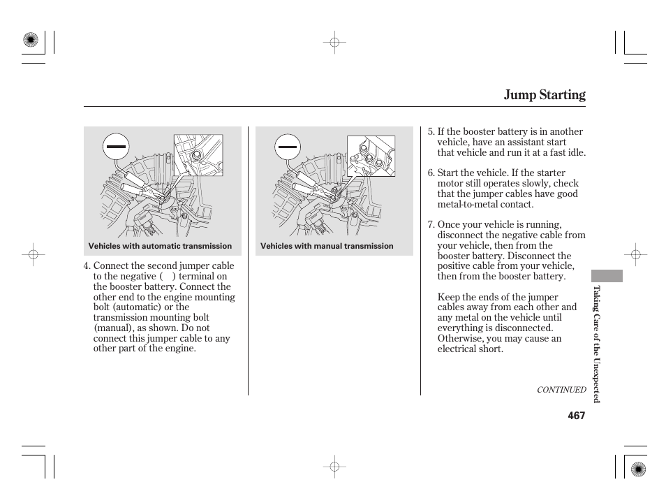 Jump starting | Acura 2009 TSX User Manual | Page 473 / 526