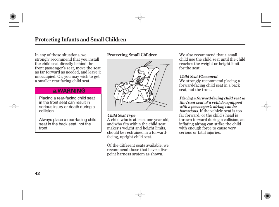 Protecting infants and small children | Acura 2009 TSX User Manual | Page 48 / 526