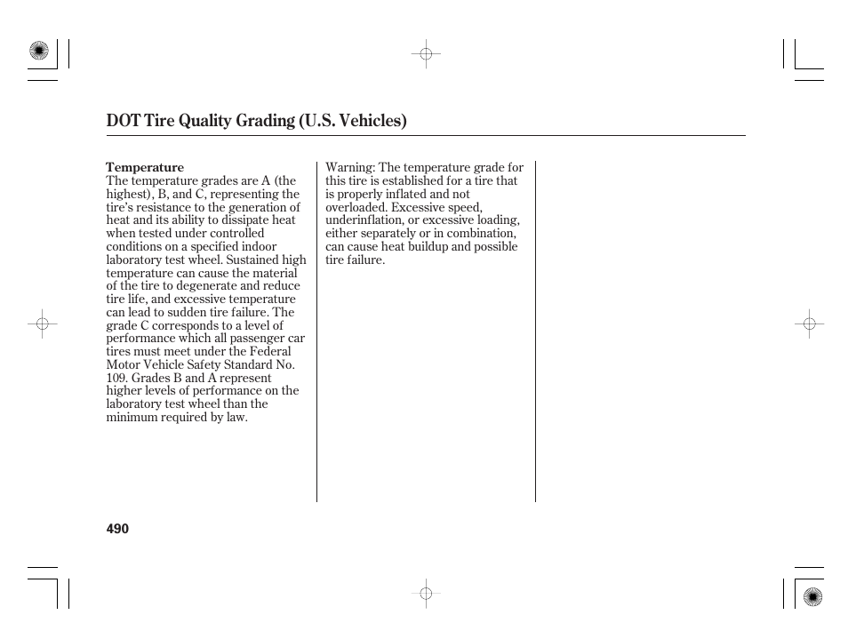 Dot tire quality grading (u.s. vehicles) | Acura 2009 TSX User Manual | Page 496 / 526