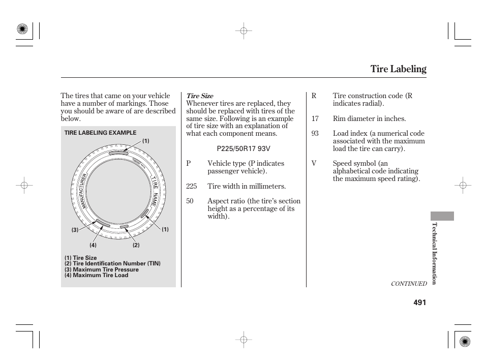 Tire labeling | Acura 2009 TSX User Manual | Page 497 / 526