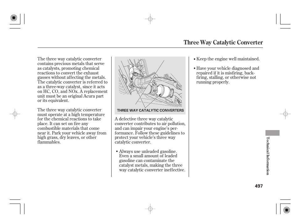 Three way catalytic converter | Acura 2009 TSX User Manual | Page 503 / 526