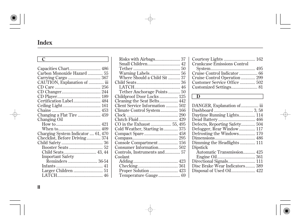 Index | Acura 2009 TSX User Manual | Page 514 / 526