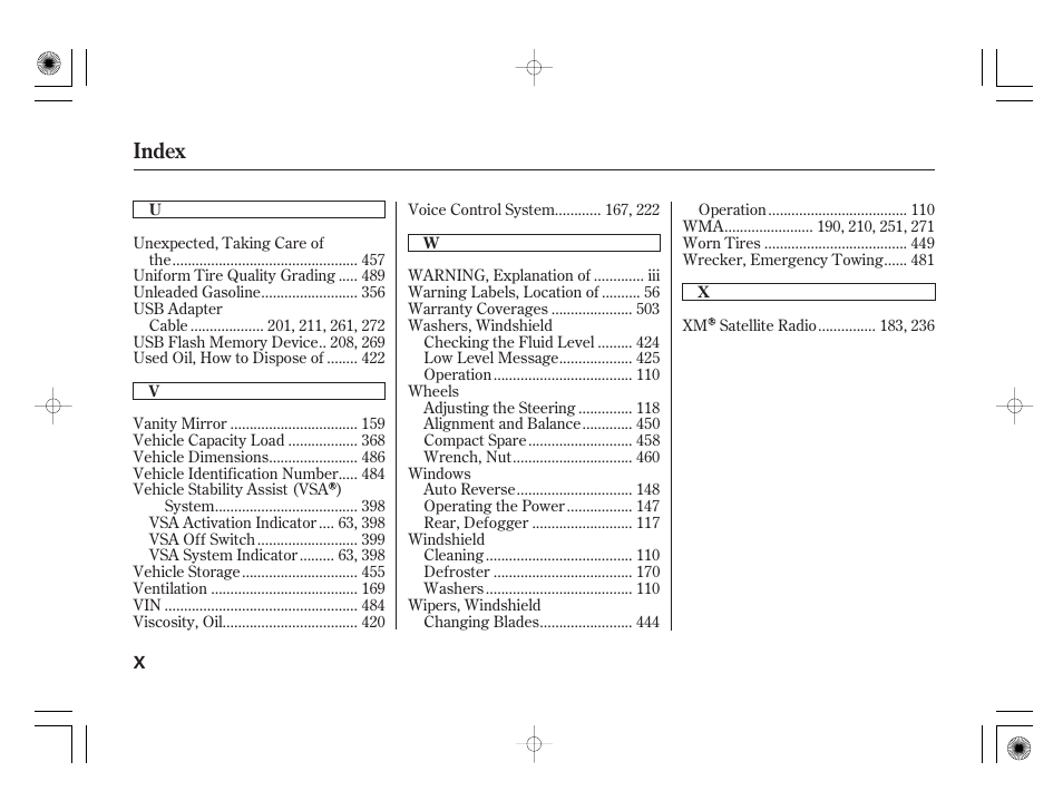 Index | Acura 2009 TSX User Manual | Page 522 / 526