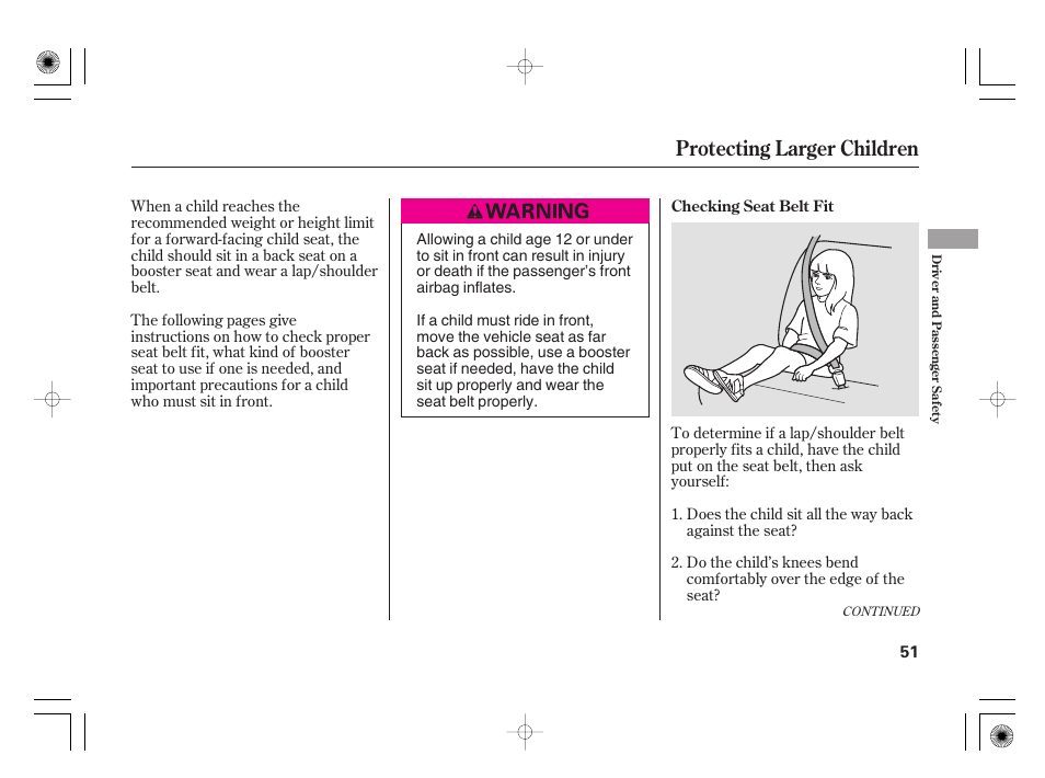 Protecting larger children | Acura 2009 TSX User Manual | Page 57 / 526