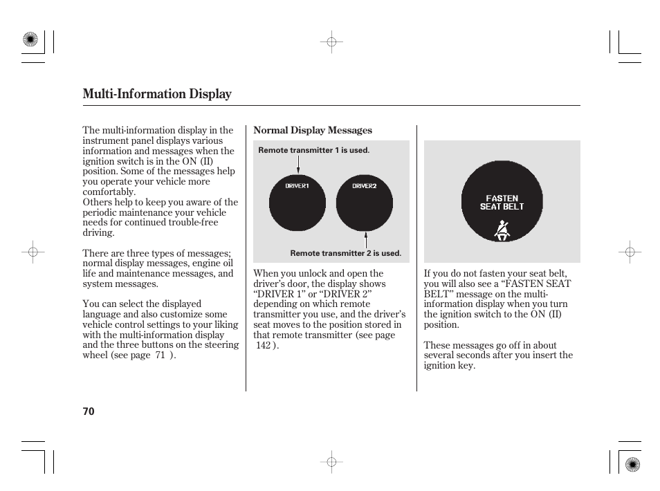 Multi-information display | Acura 2009 TSX User Manual | Page 76 / 526