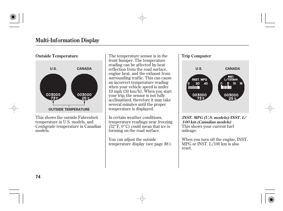 Multi-information display | Acura 2009 TSX User Manual | Page 80 / 526
