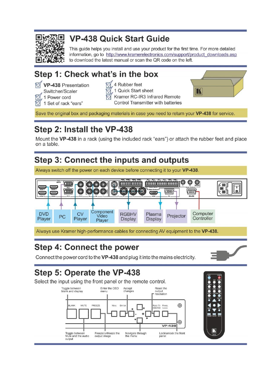 Kramer Electronics VP-438 User Manual | Page 2 / 27