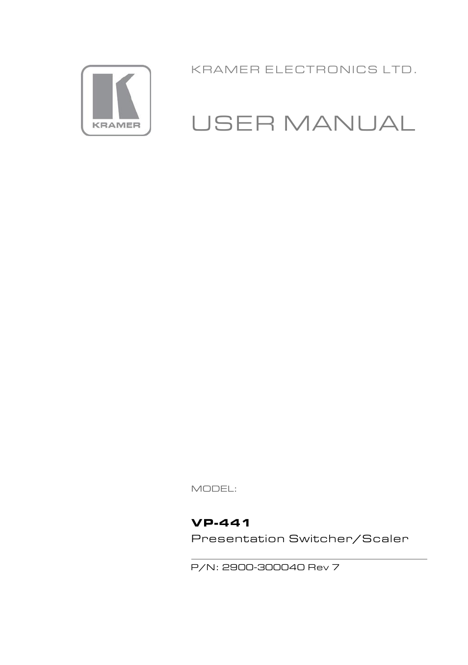 Kramer Electronics VP-441 User Manual | 29 pages