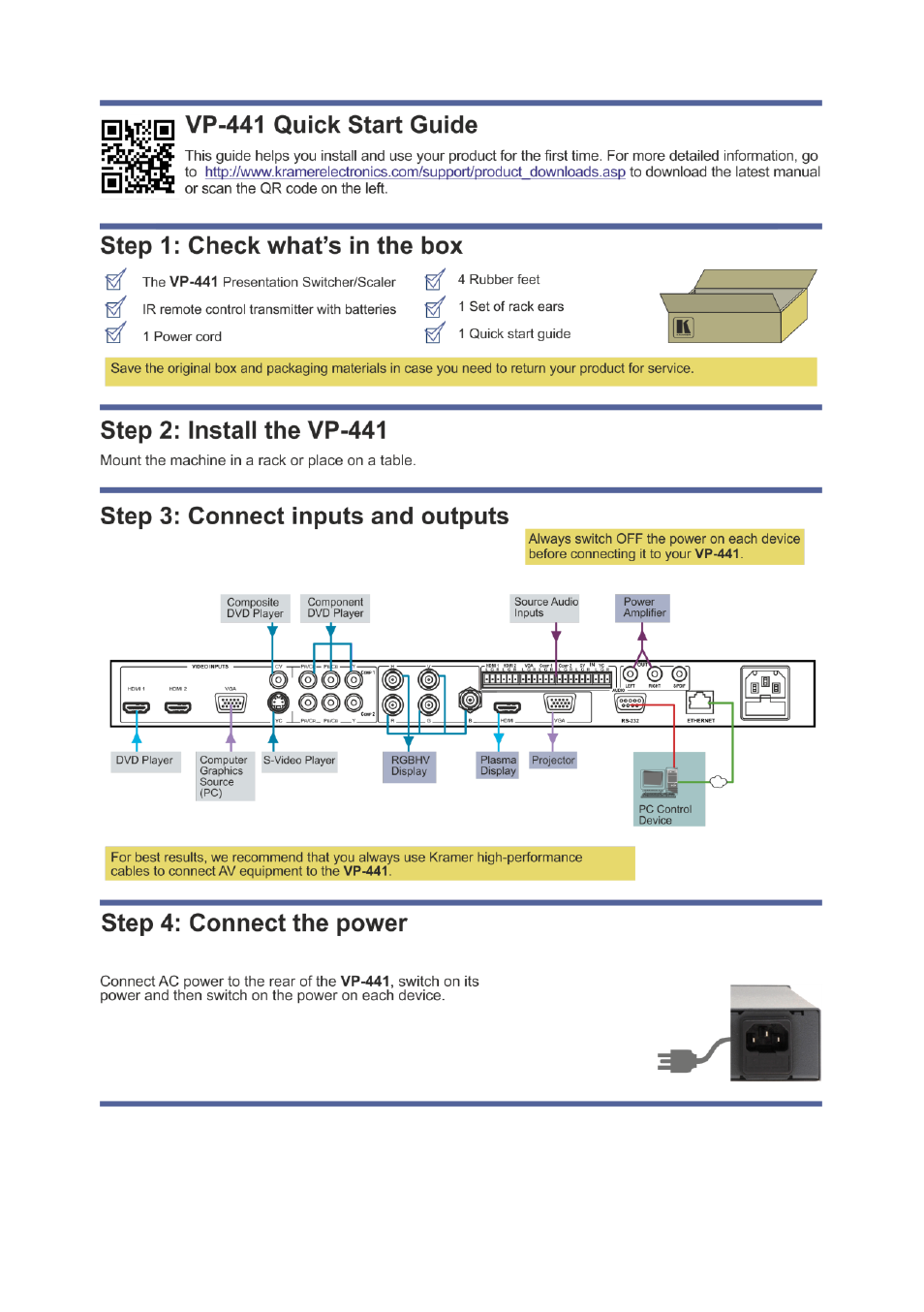 Kramer Electronics VP-441 User Manual | Page 2 / 29