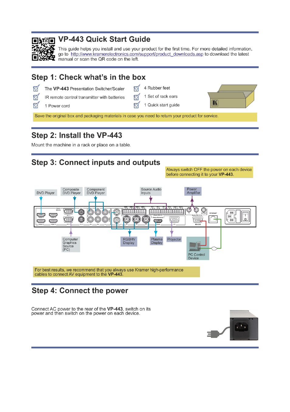 Kramer Electronics VP-443 User Manual | Page 2 / 29