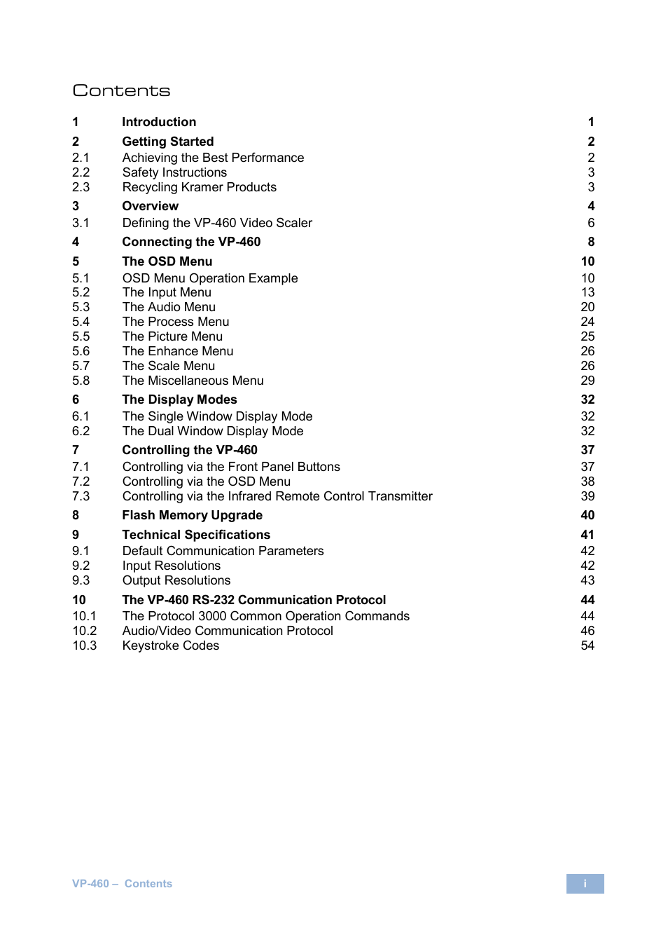 Kramer Electronics VP-460 User Manual | Page 4 / 61