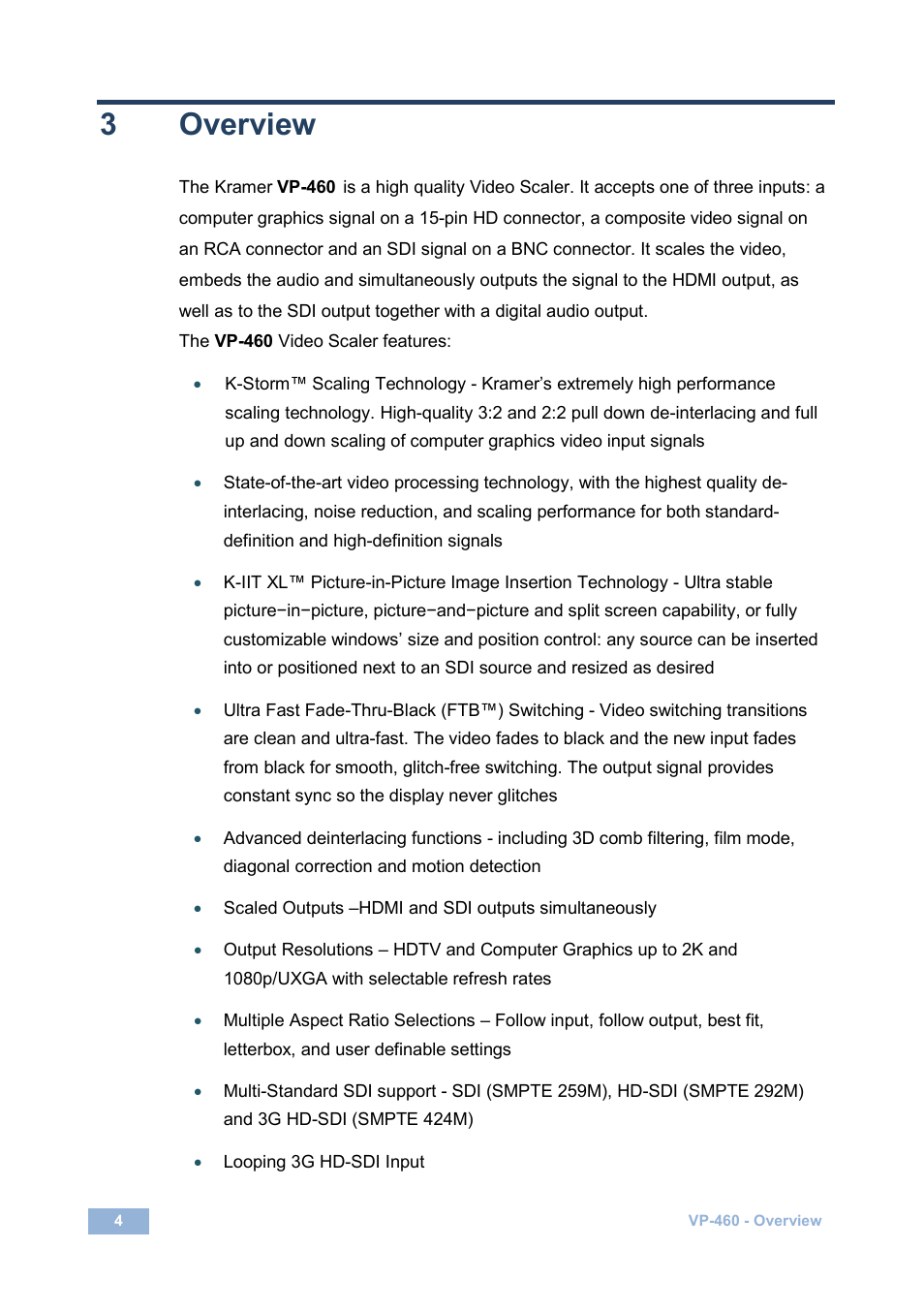 3 overview, Overview, 3overview | Kramer Electronics VP-460 User Manual | Page 9 / 61
