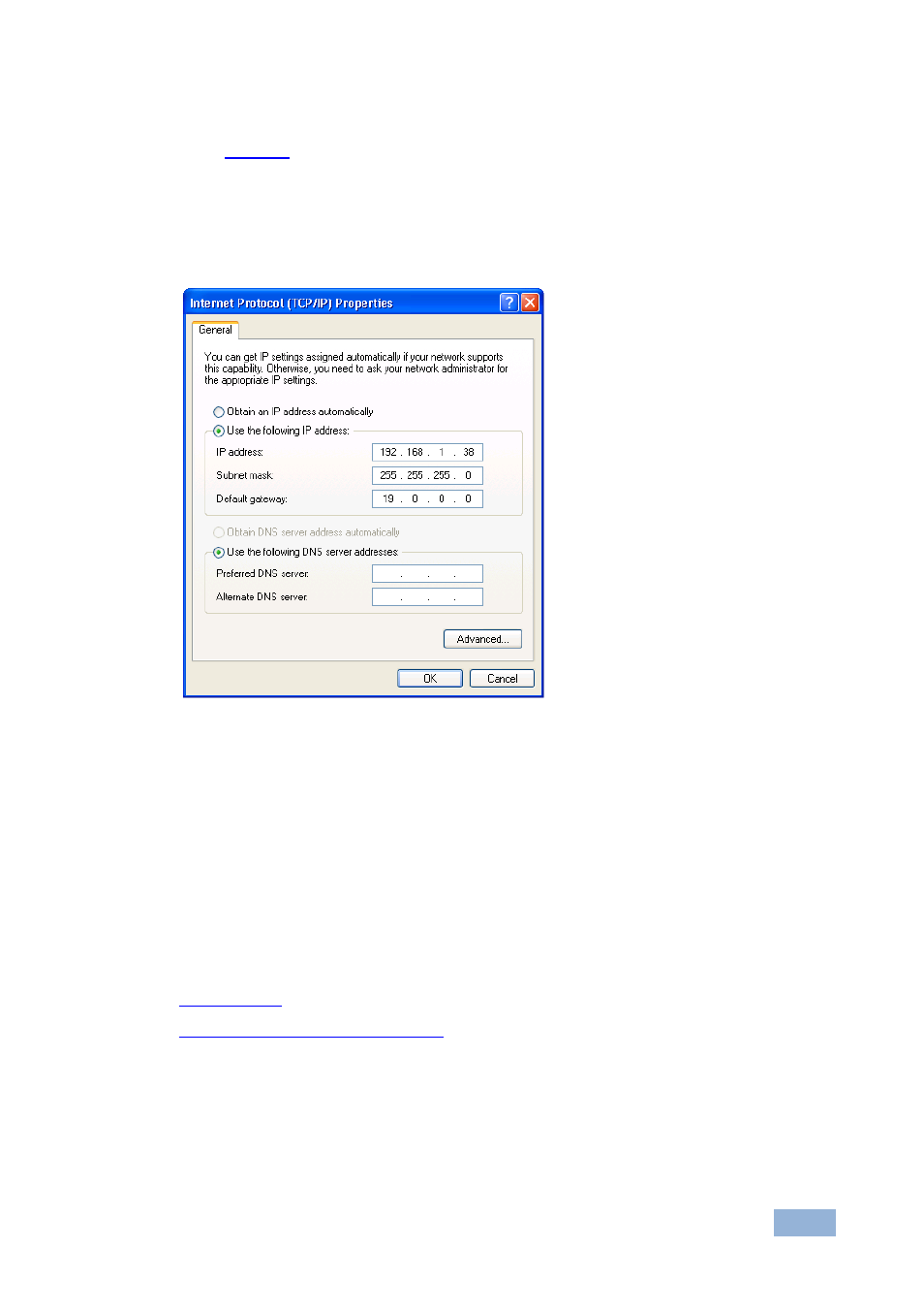 2 connecting the ethernet port via a network hub, 5 ethernet port configuration, Ethernet port configuration | Section | Kramer Electronics VP-4x1CS User Manual | Page 16 / 39