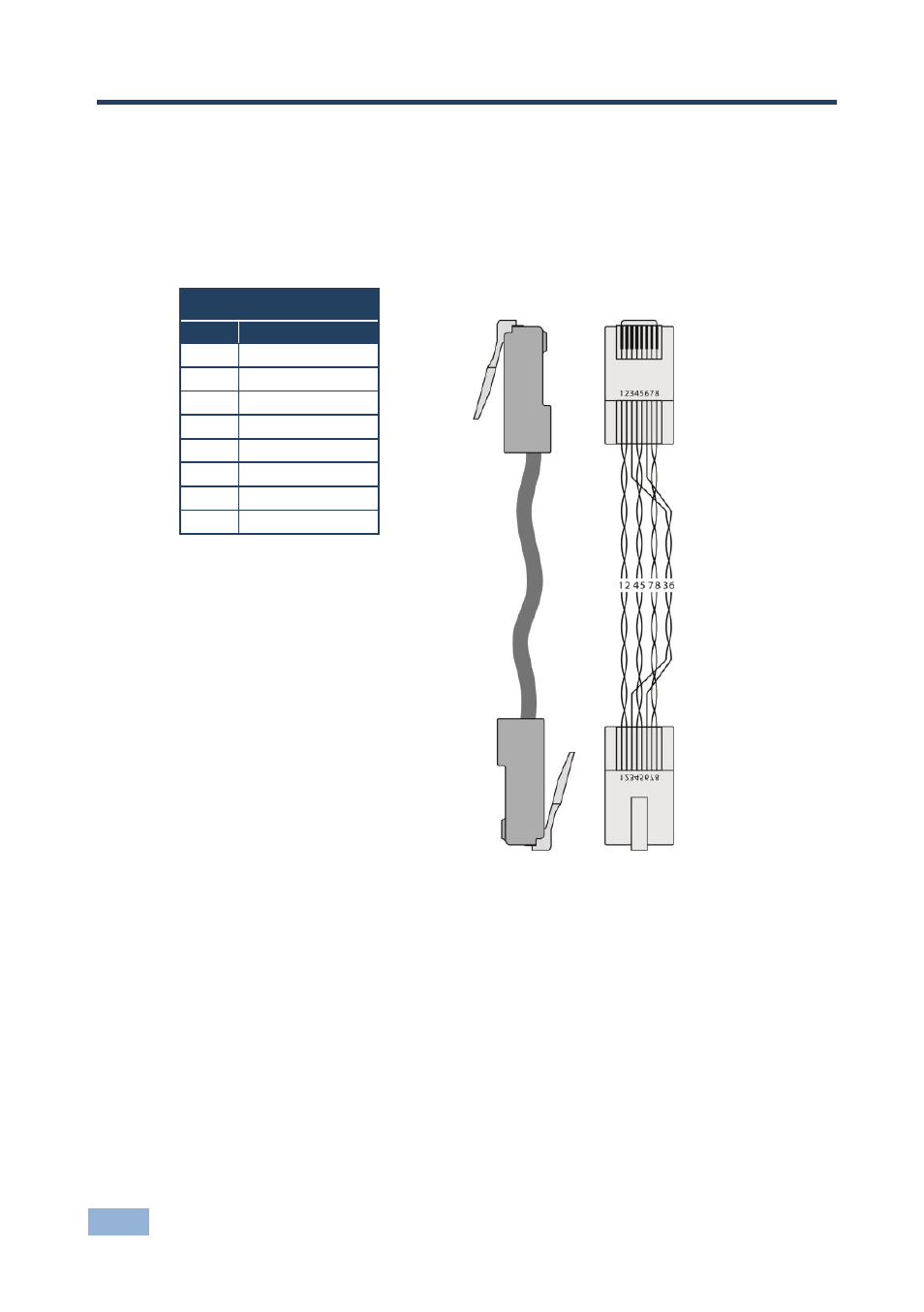8 wiring the tp rj-45 ethernet connector, Wiring the tp rj-45 ethernet connector, Figure 17: tp pinout wiring | 8wiring the tp rj-45 ethernet connector | Kramer Electronics VP-4x1CS User Manual | Page 27 / 39