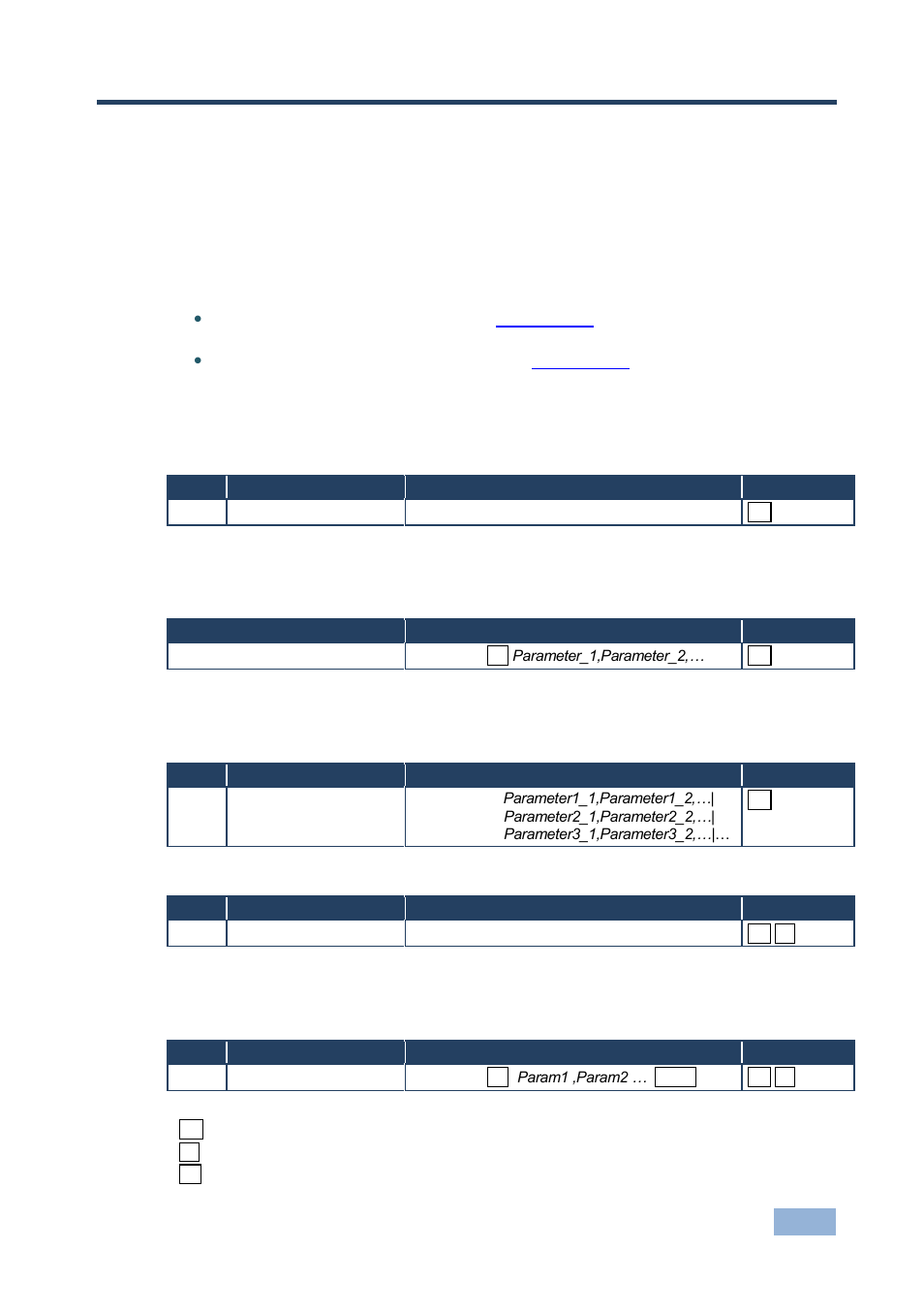 12 protocol 3000, 1 kramer protocol 3000 syntax, 1 host message format | 1 simple command, 2 command string, 2 device message format, 1 device long response, Protocol 3000, Kramer protocol 3000 syntax | Kramer Electronics VP-4x1CS User Manual | Page 34 / 39