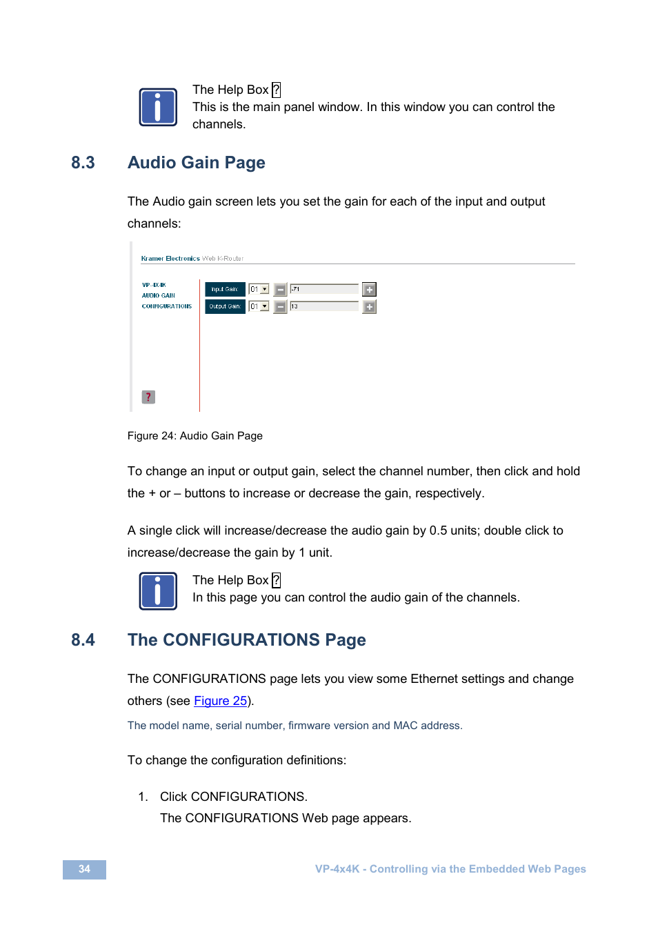 N 8.3, N 8.4 | Kramer Electronics VP-4x4K User Manual | Page 38 / 61