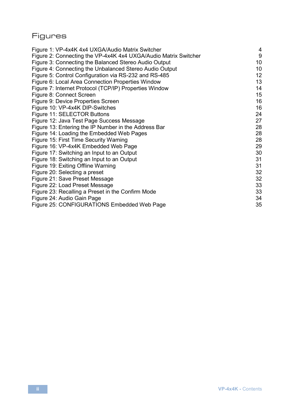 Figures | Kramer Electronics VP-4x4K User Manual | Page 4 / 61