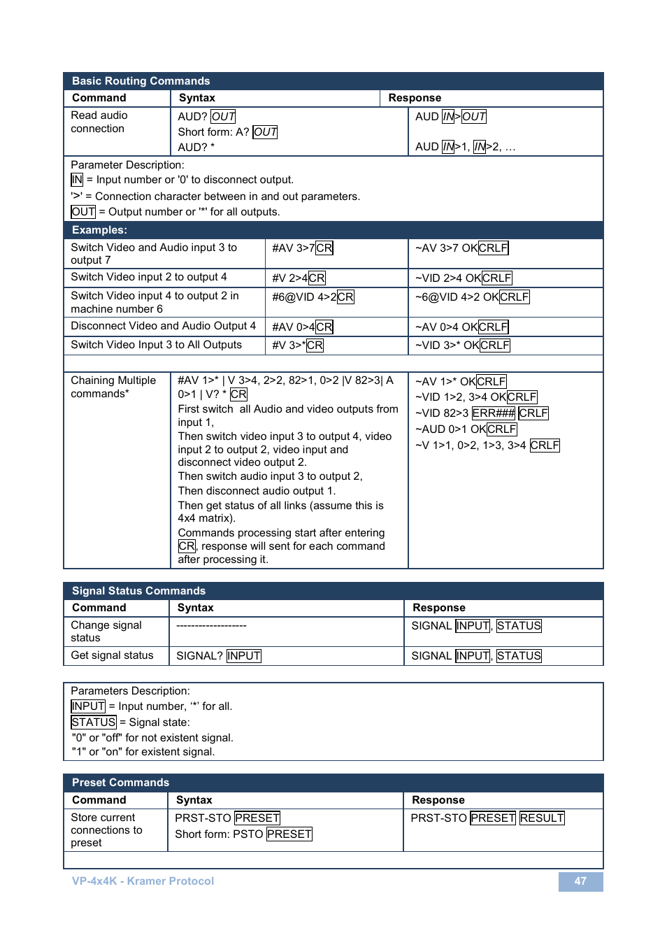 Kramer Electronics VP-4x4K User Manual | Page 51 / 61