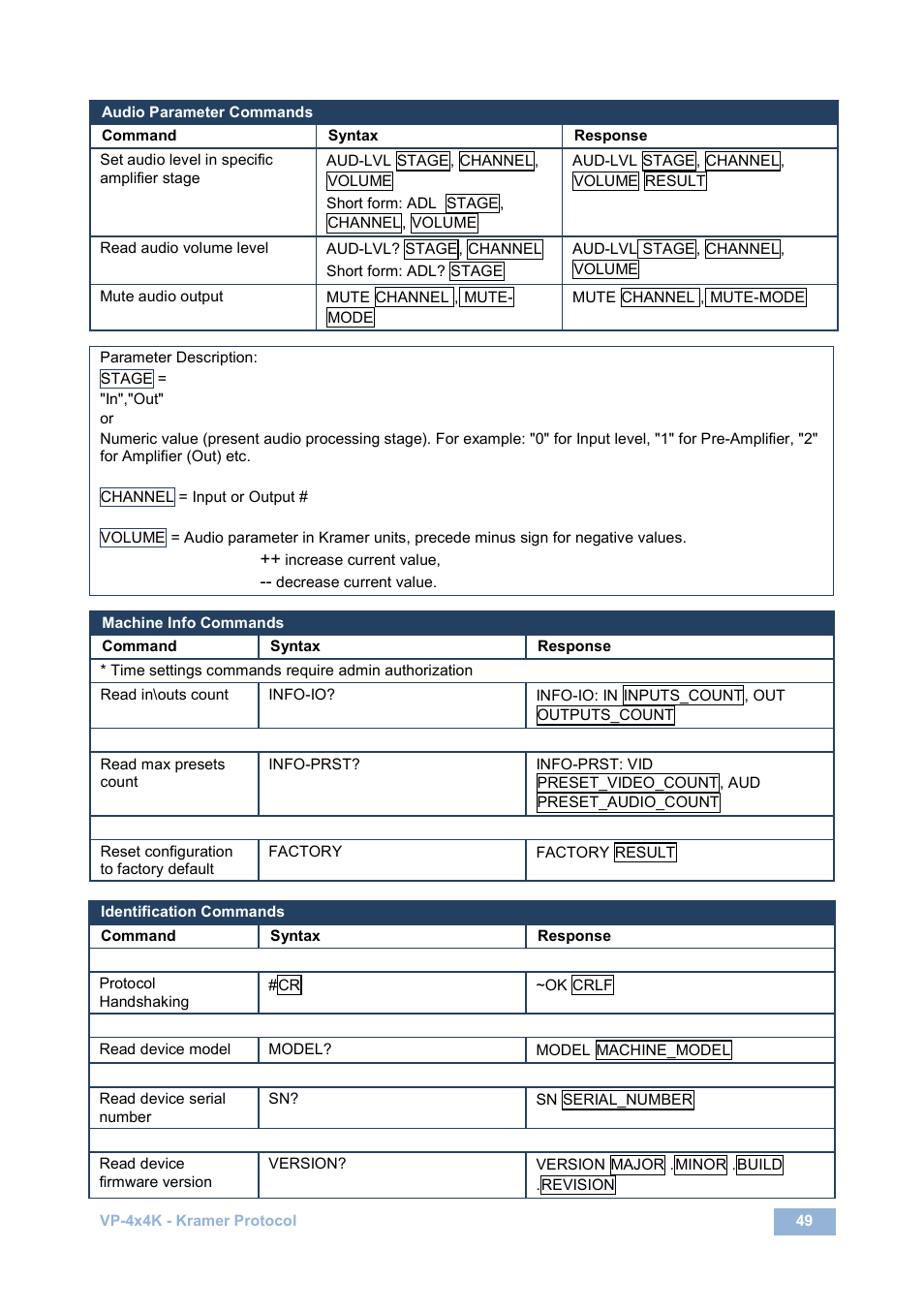 Kramer Electronics VP-4x4K User Manual | Page 53 / 61