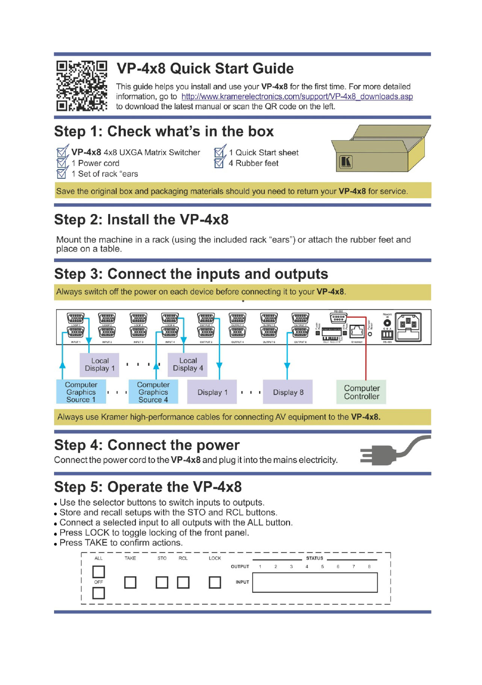 Kramer Electronics VP-4x8 User Manual | Page 2 / 32
