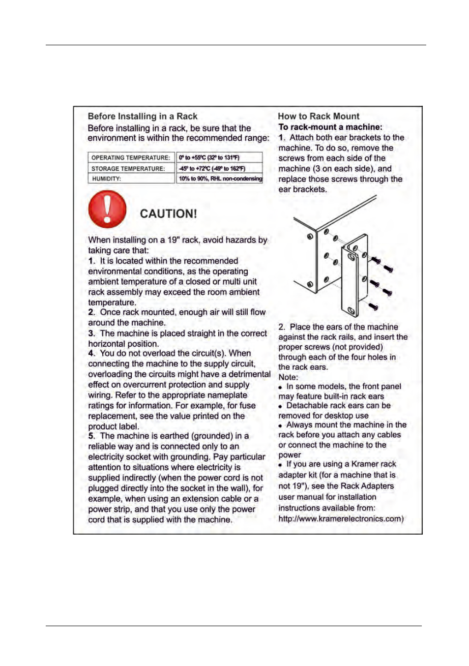 5 installing the vp-4x8ak in a rack, Installing the vp-4x8ak in a rack, 5installing the vp-4x8ak in a rack | Kramer Electronics VP-4x8AK User Manual | Page 14 / 56