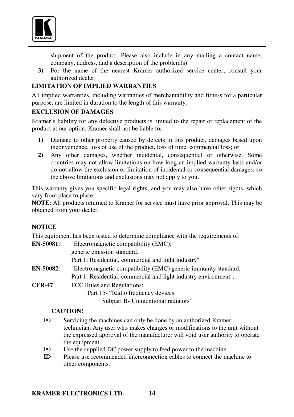 Kramer Electronics VP-61xl User Manual | Page 15 / 16
