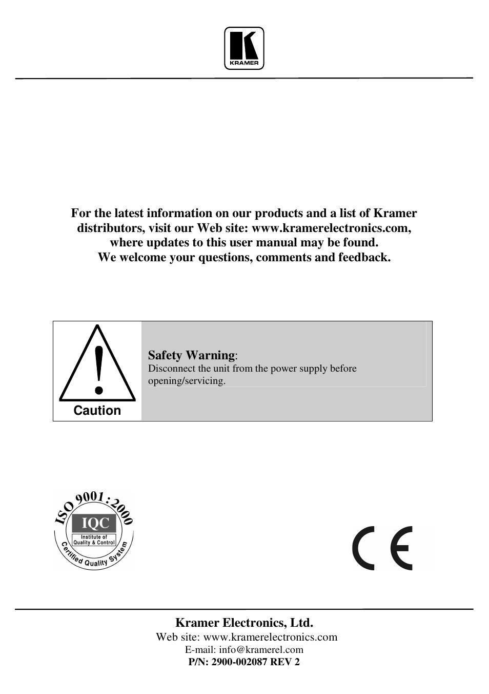 Kramer Electronics VP-61xl User Manual | Page 16 / 16