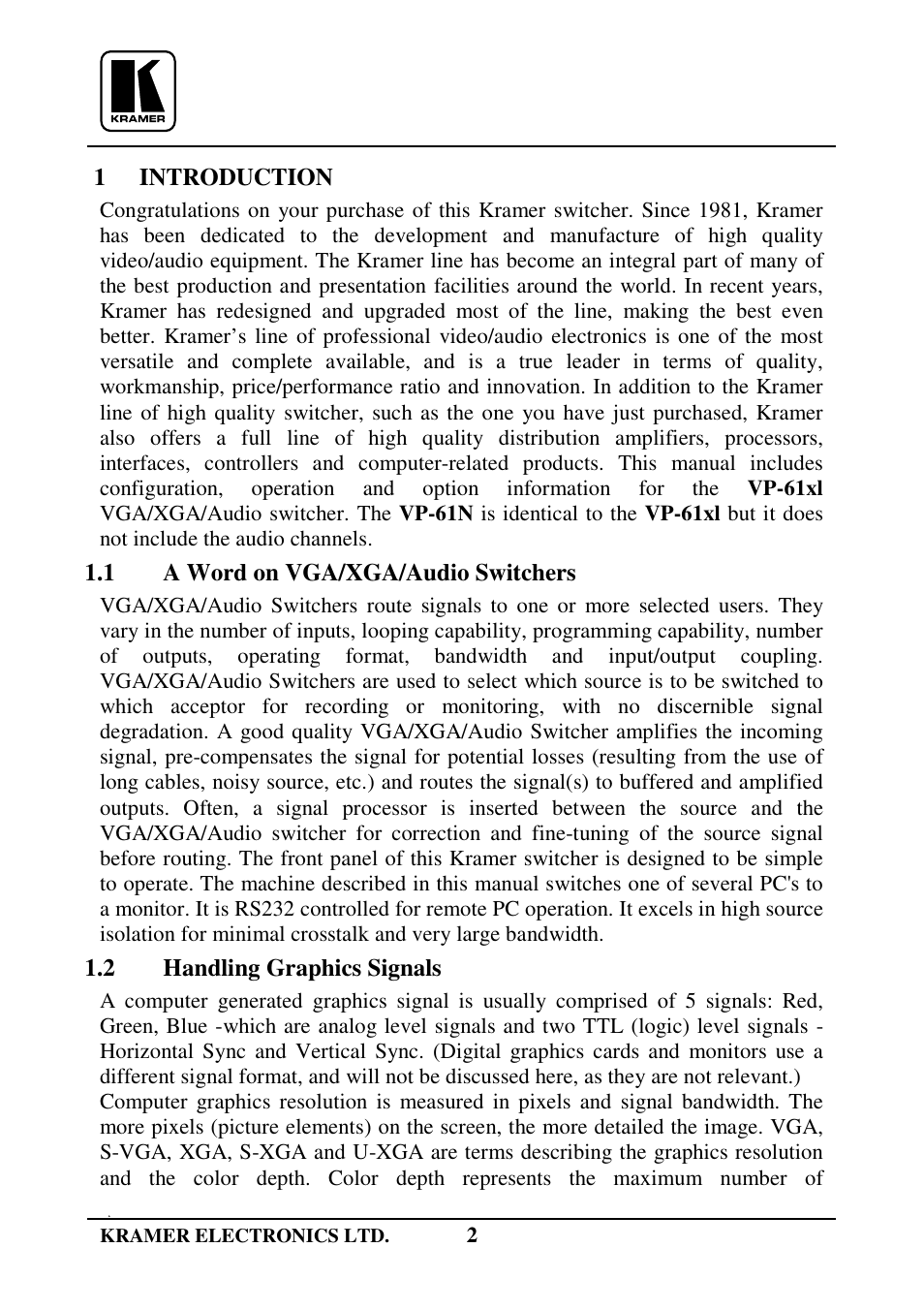 Kramer Electronics VP-61xl User Manual | Page 3 / 16
